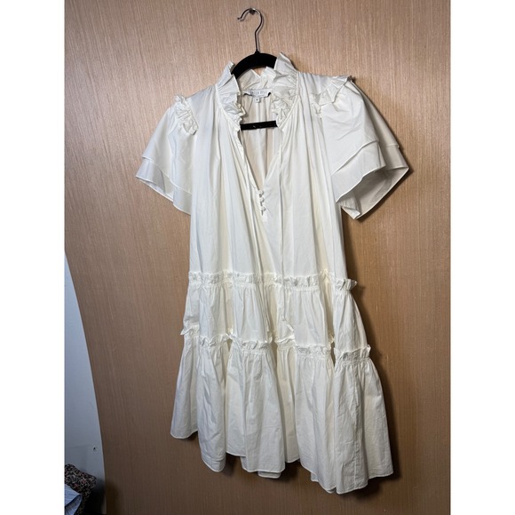 HUNTER BELL Dresses & Skirts - Hunter Bell New York White Cotton Merritt $345 Tiered Ruffle Mini Dress Size M